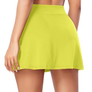 Ganado Tennis Skirts for Women with Shorts Golf Skirt Athletic Skorts High Waisted Running Skort Workout Casual Activewear(#2 Yellow,X-Small)