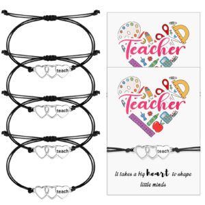 16 Pieces Teacher Bracelets Bulk Teacher Blessing Card Bracelet Teacher Appreciation Gift Blessing Bangle Greeting Adjustable Bracelet for Graduation Gift (Exquisite Style)