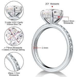 Hitlinker Moissanite Engagement Rings for Women 2ct Oval Cut Promise Wedding Rings for Her 925 Sterling Silver Solitaire Lab Created Diamond Rings Anniversary Ring for Womens Size 6.5