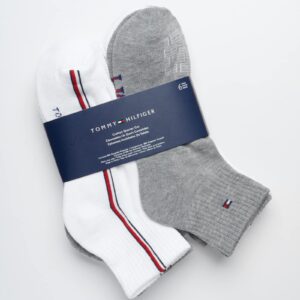 Tommy Hilfiger Men's Quarter Socks - 6 Pack Cushioned Men's Athletic Ankle Socks - Breathable Sports Socks for Men (7-12), Size 7-12, White Multi