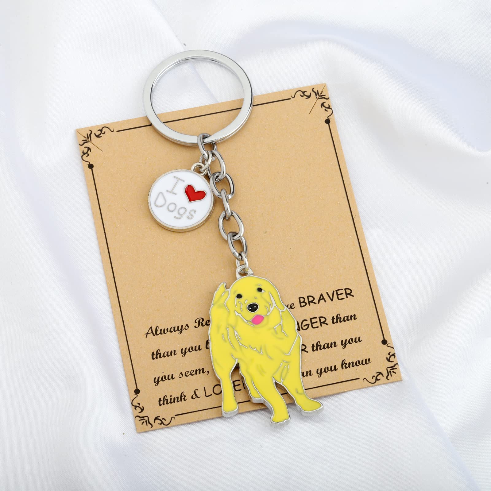 FUSTMW Golden Retriever Keychain Gifts Golden Retriever Dog Lover Owner Gifts Golden Retriever Charm Keyring Dog Mom Dad Gifts (Silver)