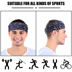 Men's Sweatbands for Workout: Camo Headband, Wide Sweat-Absorbing Head Band for Basketball, Football, Cycling, Running, Yoga, 4.7 x 9.8 Inch (Bandanna Style)