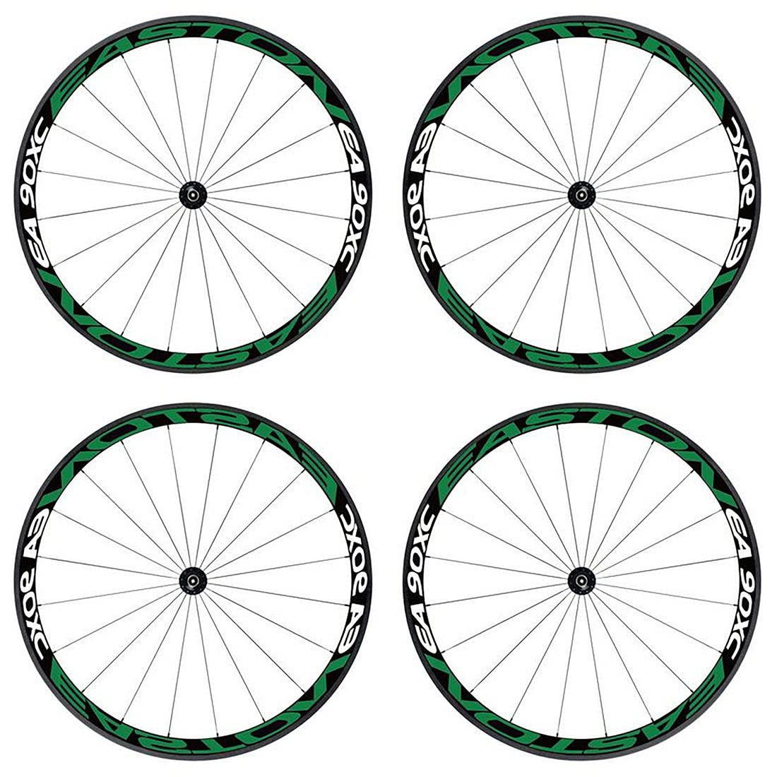 Scakbyer Reflective Stickers for Bike Wheel, 4PCS Safety Night Riding Bicycle Reflector Tape Decal Set - Green + White