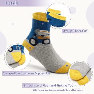 Qterdiz Toddler Boys Wool Socks Kids Thick Winter Warm Socks Thermal Crew Socks for Boys Space 6 Pack 4-6 Years