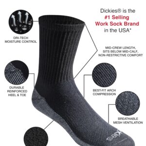 Dickies Men's Dri-tech Moisture Control 6-Pack Comfort Length Crew Socks