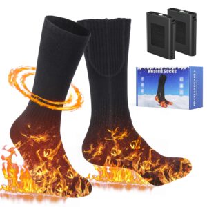 heated socks for men women, upgraded 5v 3500mah thermostatic control rechargeable battery powered heated socks women, washable electric socks for indoor outdoor skiing riding camping hiking(6-14us)