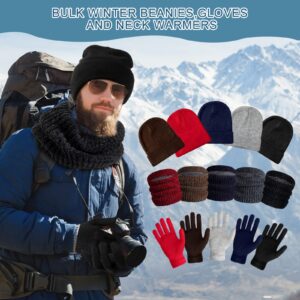 Foaincore 96 Pieces Winter Gloves Beanies Neck Warmers Set Winter Knitted Hat Scarf Gloves Unisex Bulk Pack for Teens Men Women Wearing Homeless Winter Care Charity Donation