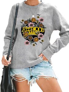 fcdied rock band sweatshirt for women vintage graphic rock music shirt casual long sleeve crewneck pullover tops (xxl, gray)