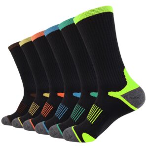 joynÉe mens athletic crew socks for men cushion casual running sports workout sock 6 pack,black2,sock size 10-13