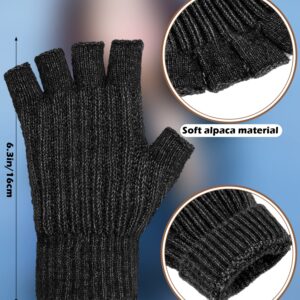 4 Pairs Winter Fingerless Gloves Half Finger Gloves Knit Fingerless Gloves for Women Men Warm Stretchy Mittens for Winter (Black, Dark Blue, Dark Gray, Light Gray)