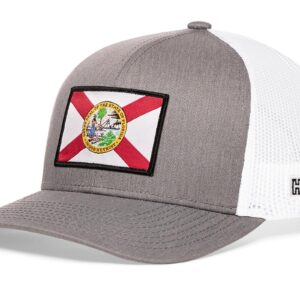 HAKA Florida Flag Hat – Florida Trucker Hat FL Baseball Cap Snapback Golf Hat (Gray&White)