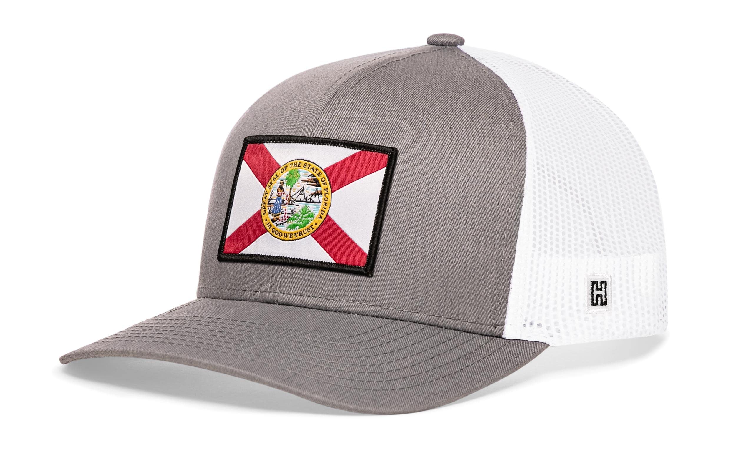 HAKA Florida Flag Hat – Florida Trucker Hat FL Baseball Cap Snapback Golf Hat (Gray&White)