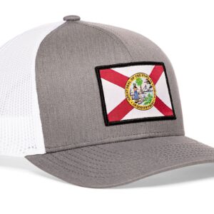 HAKA Florida Flag Hat – Florida Trucker Hat FL Baseball Cap Snapback Golf Hat (Gray&White)