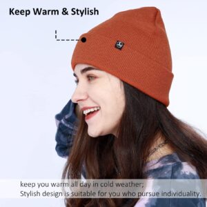 Joywant Knit Beanie Hats for Men Slouchy Acrylic Guys Women Winter Hat Skull Caps All Season Cuffed Unisex Beanies (Caramel)