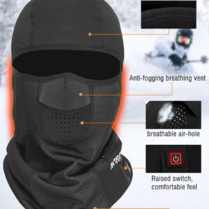 ANTARCTICA GEAR Heated Balaclava Face Ski Mask Windproof Warm Heating Hat for Motorcycle Riding Women Men Black