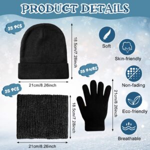 Foaincore 96 Pieces Winter Gloves Beanies Neck Warmers Set Winter Knitted Hat Scarf Gloves Unisex Bulk Pack for Teens Men Women Wearing Homeless Winter Care Charity Donation