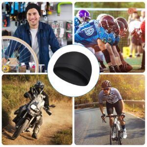 Yolev 4 Pieces Men Skull Caps Soft Helmet Liner Cycling Running Hat Cotton Beanie Sweat Wicking for Men Women Black