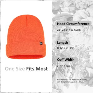 Joywant Knit Orange Beanie Hats for Men Slouchy Acrylic Guys Women Winter Hat Skull Caps All Season Cuffed Unisex Beanies (Fluorescent Red)