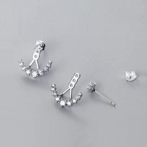 SLUYNZ 925 Sterling Silver CZ Jacket Earrings for Women Teens Star Jacket Earrings Huggie Studs (A-Silver)