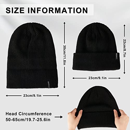 MSDC Beanies Women 3 Pack, Winter Hats for Women Men Fleece Lined Knit Warm Thermal for Cold Weather, Beanie for Women Fashionable Skull Cap(Black+Gray+Dark Orange)