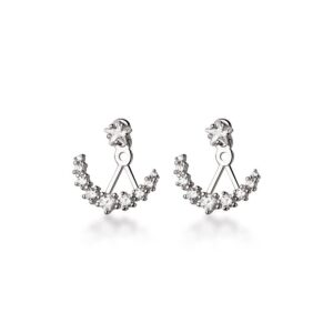 SLUYNZ 925 Sterling Silver CZ Jacket Earrings for Women Teens Star Jacket Earrings Huggie Studs (A-Silver)