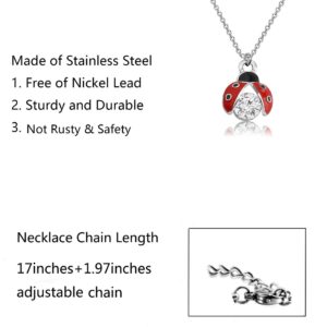 FUSTMW Ladybug Pendant Necklace Ladybug Gifts Jewelry Ladybug Necklace Charm Inspirational Gifts for Women (silver)