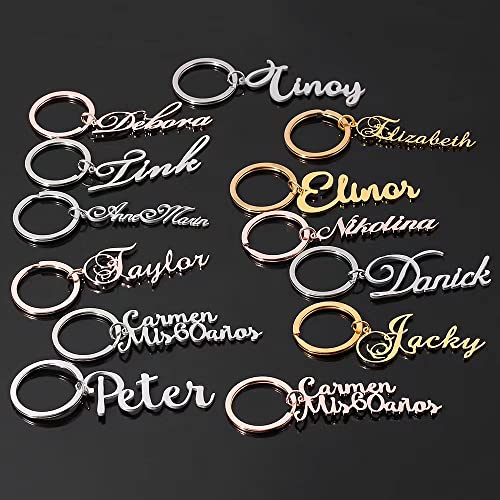 YESTIME Custom Name Keychain Personalized, Gold Plated Dainty Personalized Name Key Chain, Llaveros Personalizados Customized Gifts for Women Girls