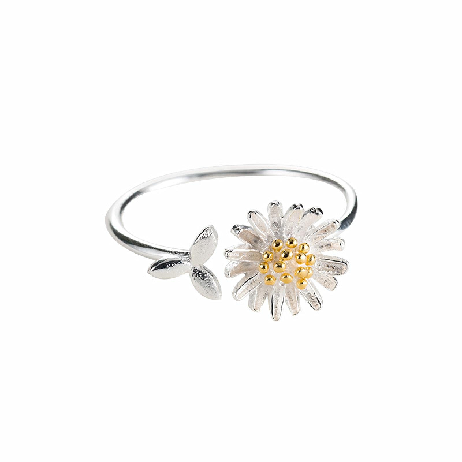 925 Sterling Silver Chrysanthemum Ring, Fashion Women'S Sterling Silver Jewelry, Size Adjustable Ring Sterling Silver Ring