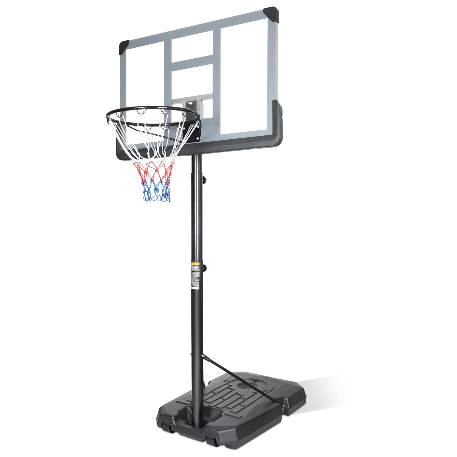 Teenagers Youth Portable Basketball Hoops Height Adjustable 6.5ft -10ft Basketball System 43 Inch Backboard with Wheels for Driveway Indoor Outdoor Use, Grey