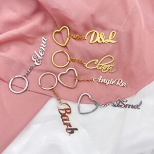 YESTIME Custom Name Keychain Personalized, Gold Plated Dainty Personalized Name Key Chain, Llaveros Personalizados Customized Gifts for Women Girls