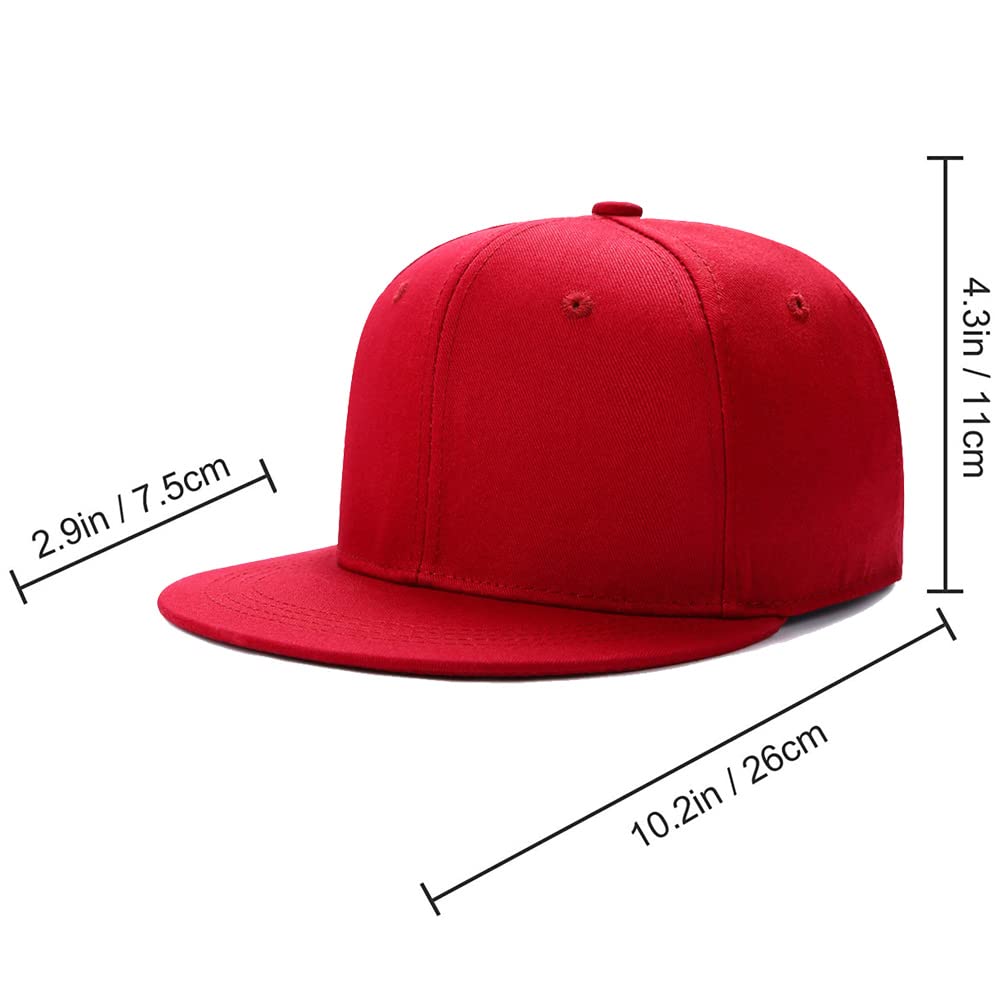 Custom Snapback Hat for Men Design Your Own Embroidery Flat Bill Visor Classic Adjustable Baseball Cap Red