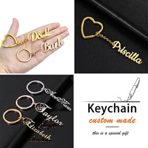 YESTIME Custom Name Keychain Personalized, Gold Plated Dainty Personalized Name Key Chain, Llaveros Personalizados Customized Gifts for Women Girls