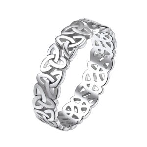 Suplight 925 Sterling Silver Celtic Knot Ring, Trinity Knot Jewelry, 5mm Celtic Wedding Bands for Her Size 8