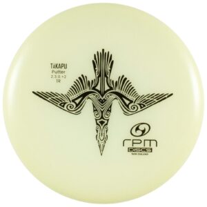 RPM Discs Takapu Glow Plastic | Putt & Approach Golf Disc | Beginner Friendly Disc Golf Disc [Stamp Color May Vary] (173-176 Grams)