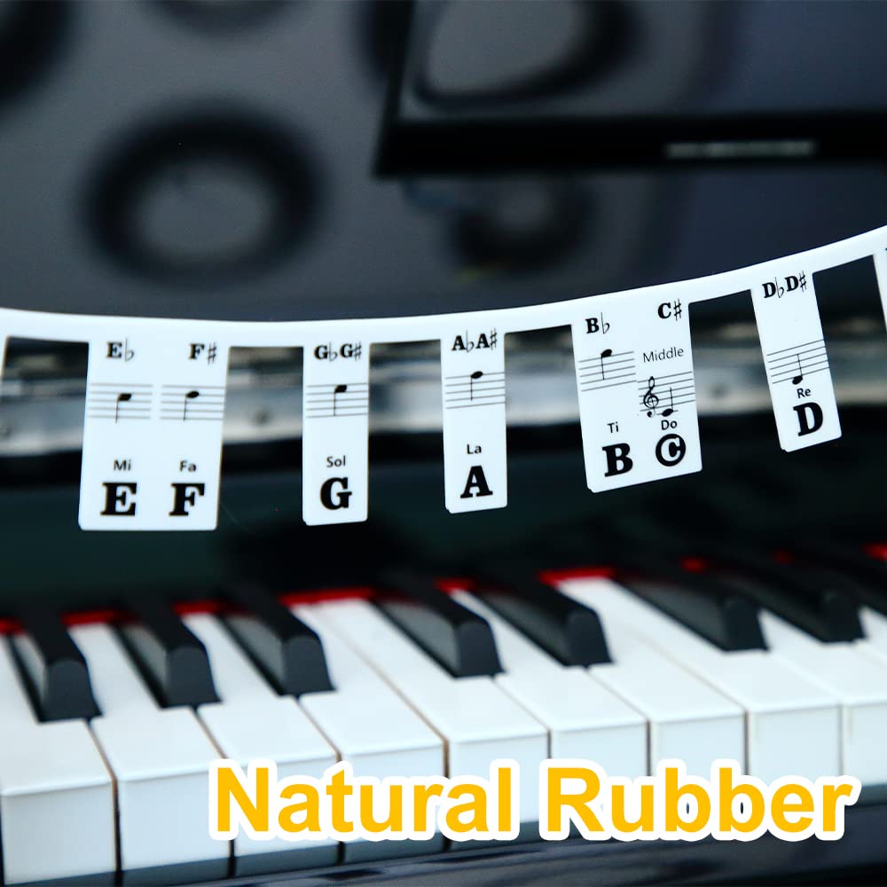 Piano Keyboard Stickers, 88 Full-Size Piano Rake Key Labels Overlay Removable for Beginners Kids (Black White)