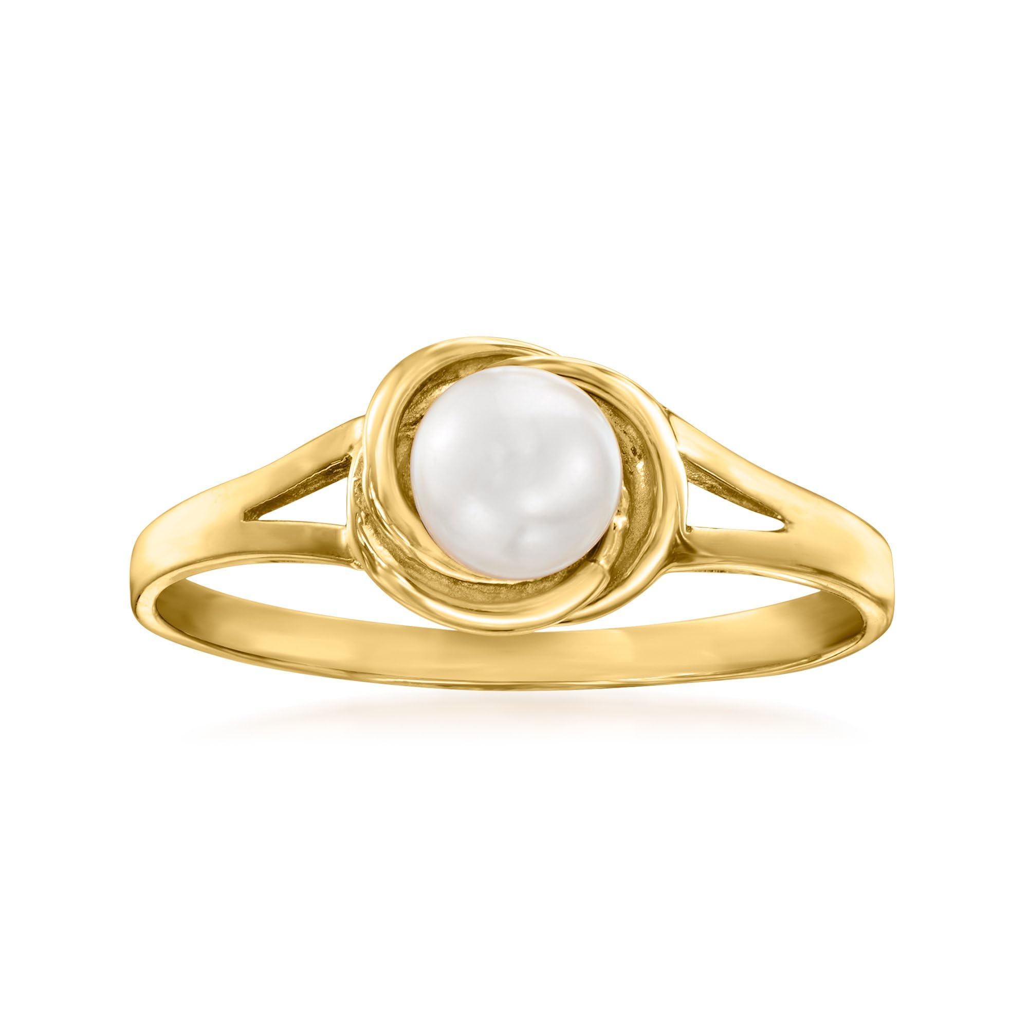 RS Pure by Ross-Simons 4.5-5mm Cultured Pearl Ring in 14kt Yellow Gold. Size 6