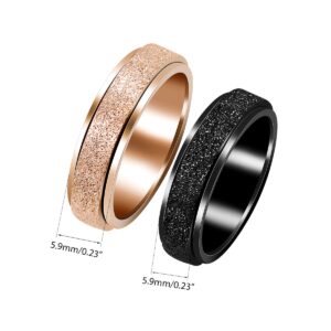 Uloveido Rose Gold Plated Spinner Wedding Ring, Stainless Steel Sandblast Rings Matte Finish Scrub Wedding Band for Women Y2179 (Size 8)