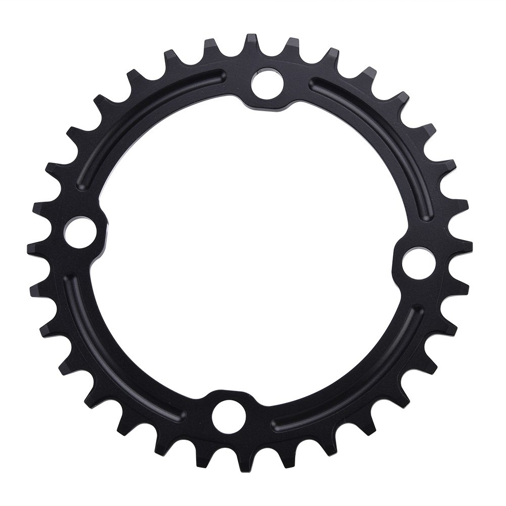 HERCHR 104 BCD Chainring, Aluminum Alloy Round Single Bike Chainring for Mountain Bike Road Bike(32T-Black)