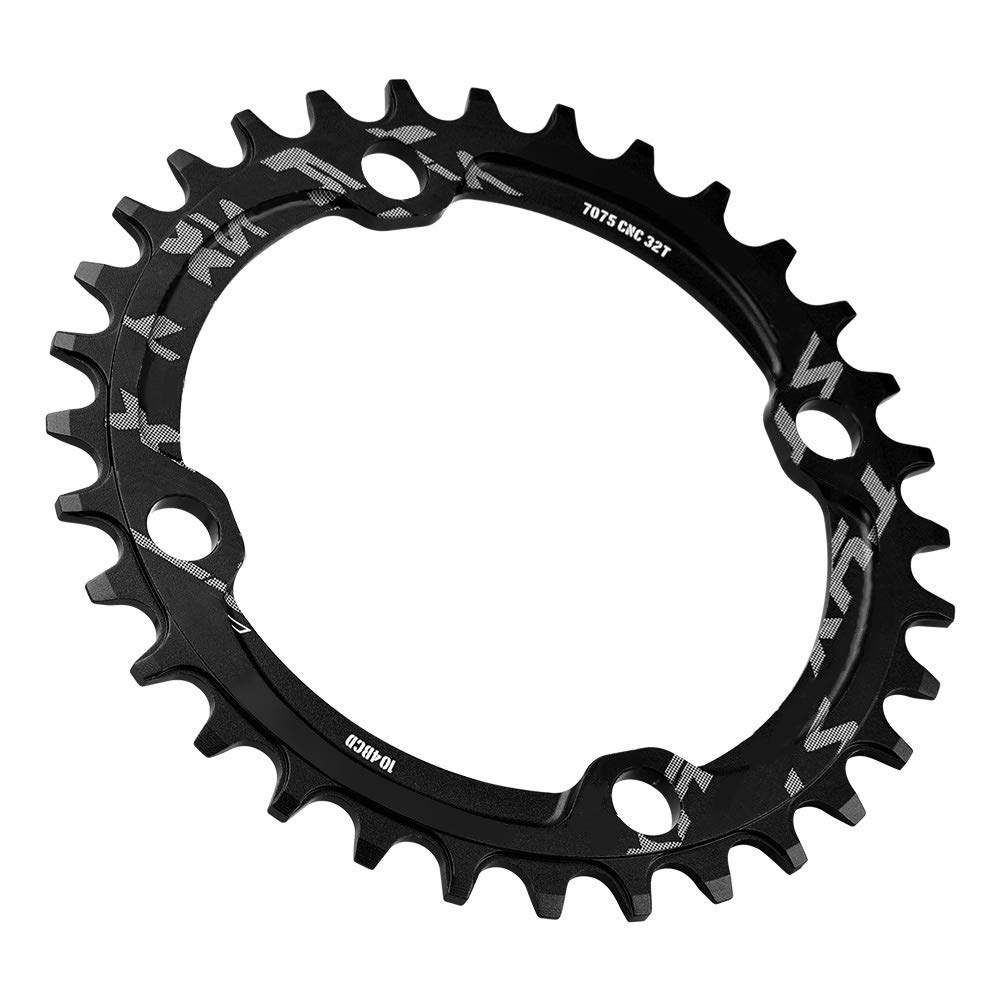 HERCHR 104 BCD Chainring, Aluminum Alloy Round Single Bike Chainring for Mountain Bike Road Bike(32T-Black)