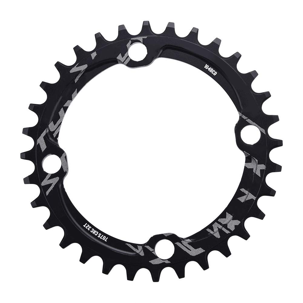 HERCHR 104 BCD Chainring, Aluminum Alloy Round Single Bike Chainring for Mountain Bike Road Bike(32T-Black)