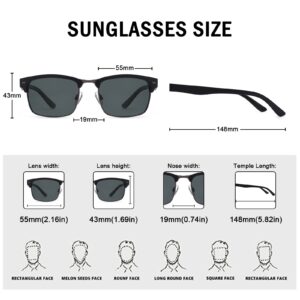 Dollger Semi-Frame Square Sunglasses Polarized UV Protection Trendy Designer Sun Glasses Men Women