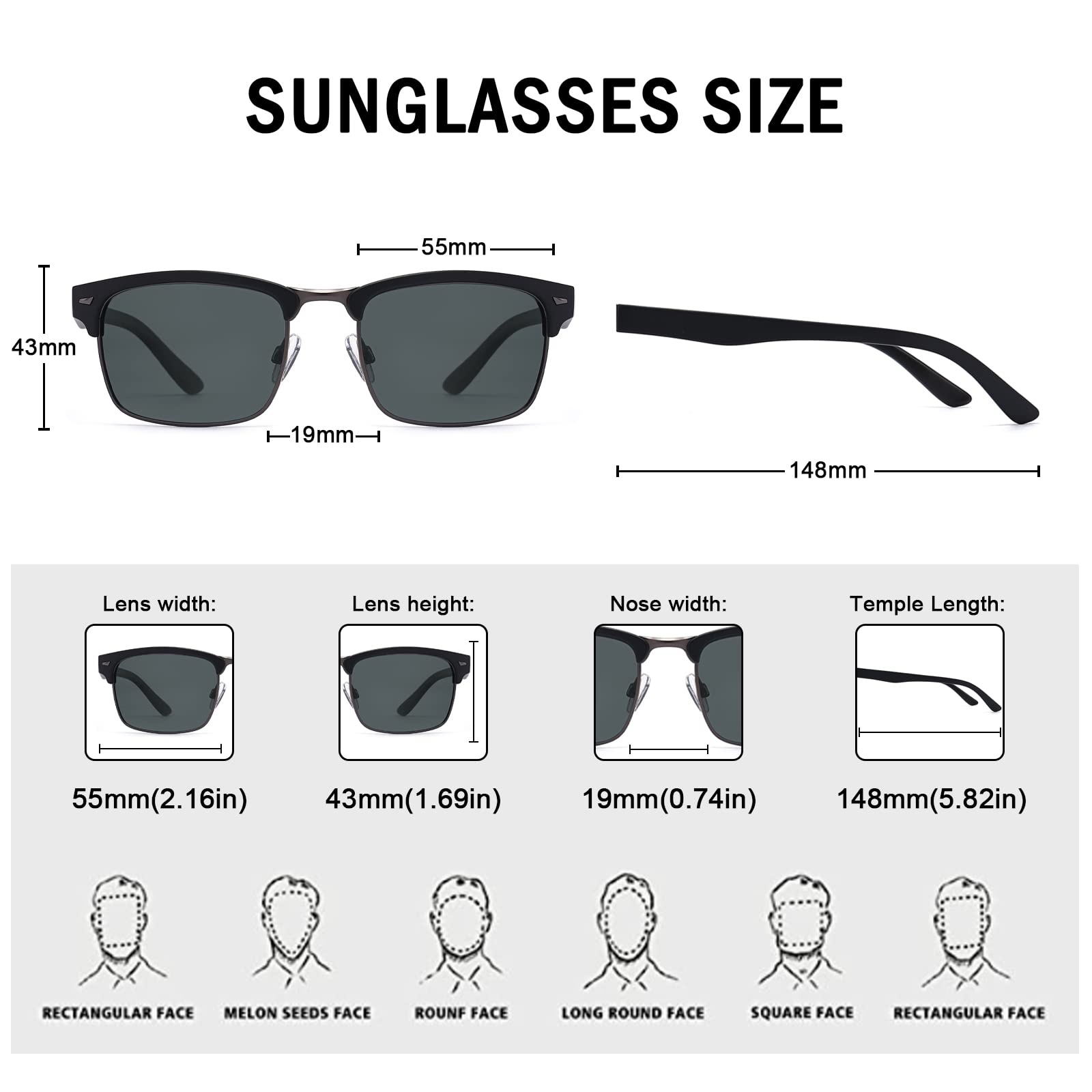 Dollger Semi-Frame Square Sunglasses Polarized UV Protection Trendy Designer Sun Glasses Men Women