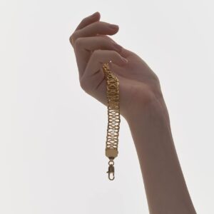 GANALUX 18K Gold Plated Bracelet for Women, Elegance Design Link Chain Jewelry Made in Korea (Lace)