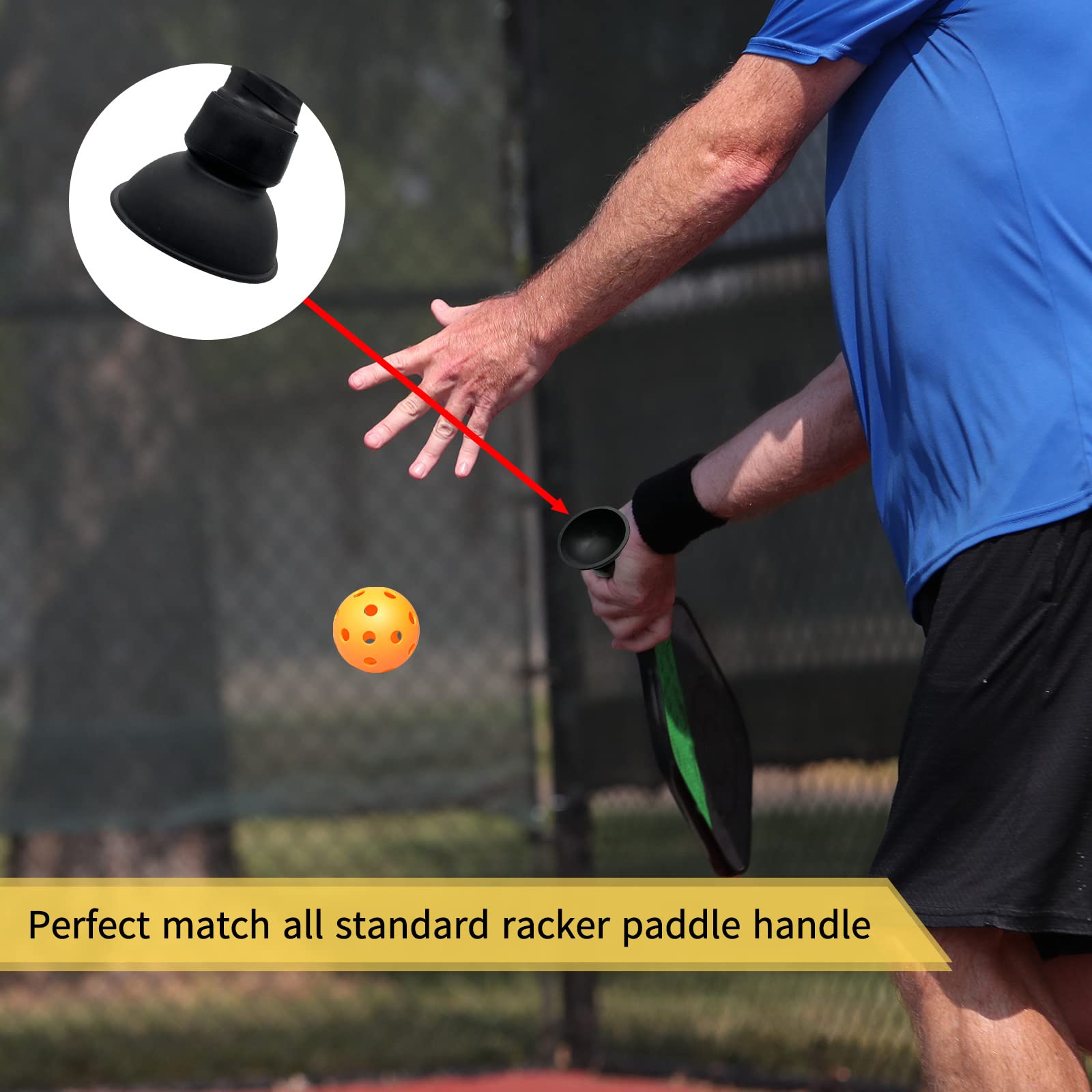 Pickleball Ball Retriever, Silicone Pickleball Ball Accessory to Pick Up Balls Without Bending Over, Fits All Standard Paddles & Easy Instal Attaches to Pickleball Paddles Bottom Black, Pack of 2