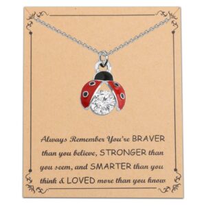 FUSTMW Ladybug Pendant Necklace Ladybug Gifts Jewelry Ladybug Necklace Charm Inspirational Gifts for Women (silver)