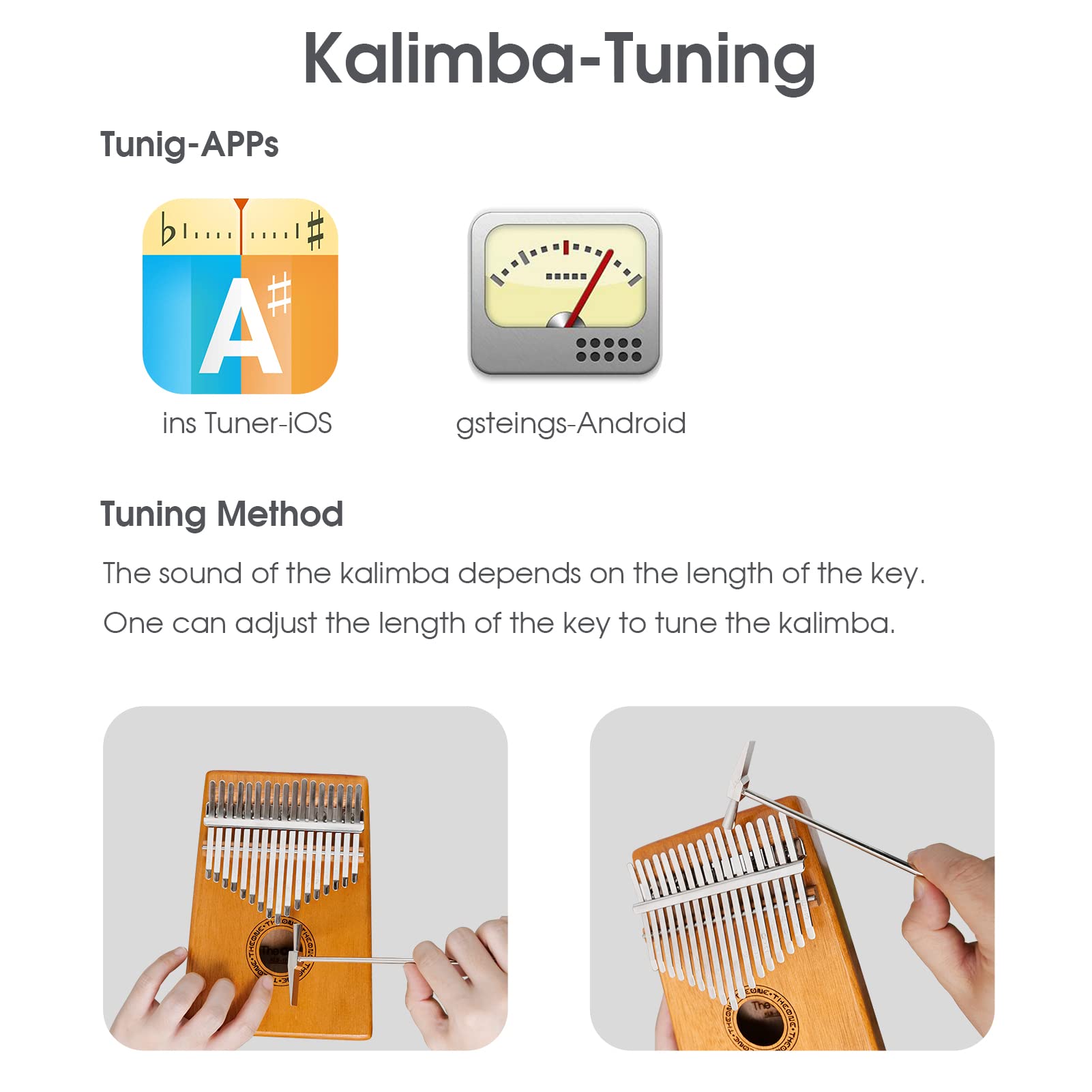 The ONE Kalimba 17 Keys Thumb Piano, Portable Mbira with Tuning Hammer, Piano Case and Scale Sticker, Musical Instrument Gift for Kids and Adults