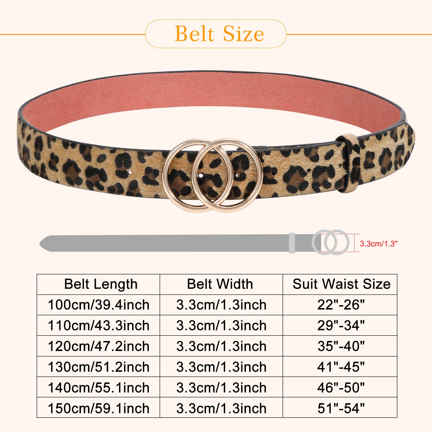 SUOSDEY Women Leather Belt Fashion Double O-Ring Soft Faux Leather Waist Belts For Jeans Dress