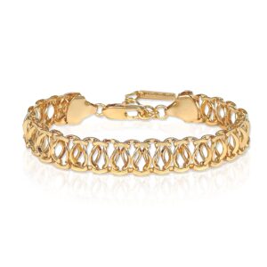 GANALUX 18K Gold Plated Bracelet for Women, Elegance Design Link Chain Jewelry Made in Korea (Lace)