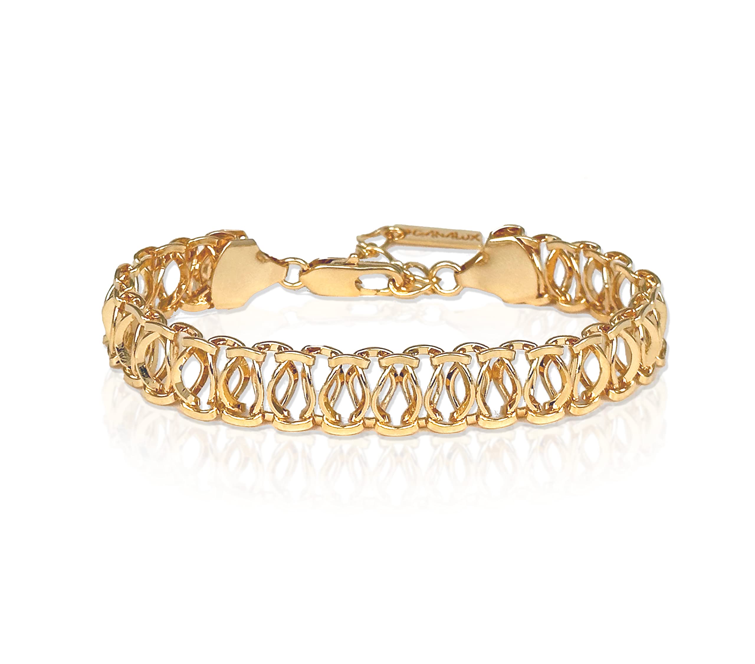 GANALUX 18K Gold Plated Bracelet for Women, Elegance Design Link Chain Jewelry Made in Korea (Lace)