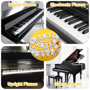 Piano Keyboard Stickers, 88 Full-Size Piano Rake Key Labels Overlay Removable for Beginners Kids (Black White)